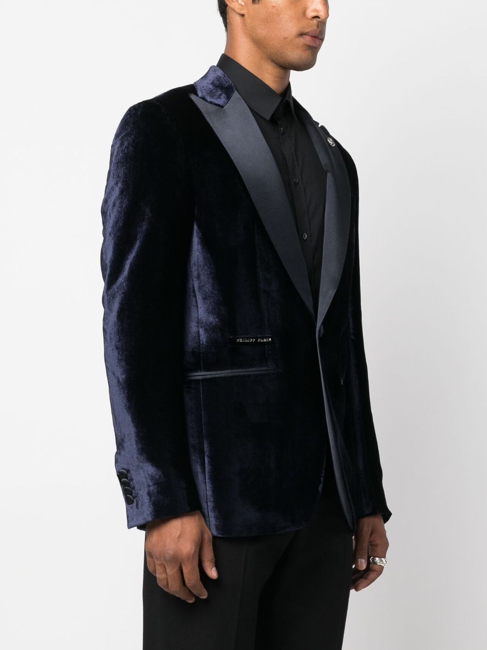 Shop Philipp Plein Velvet-finish Blazer In Blue