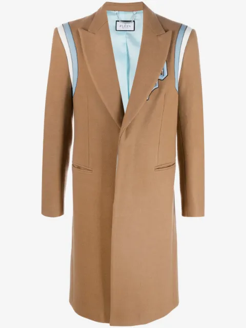 Philipp Plein logo-patch single-breasted coat