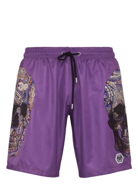 Philipp Plein skull-print drawstring swim shorts Men