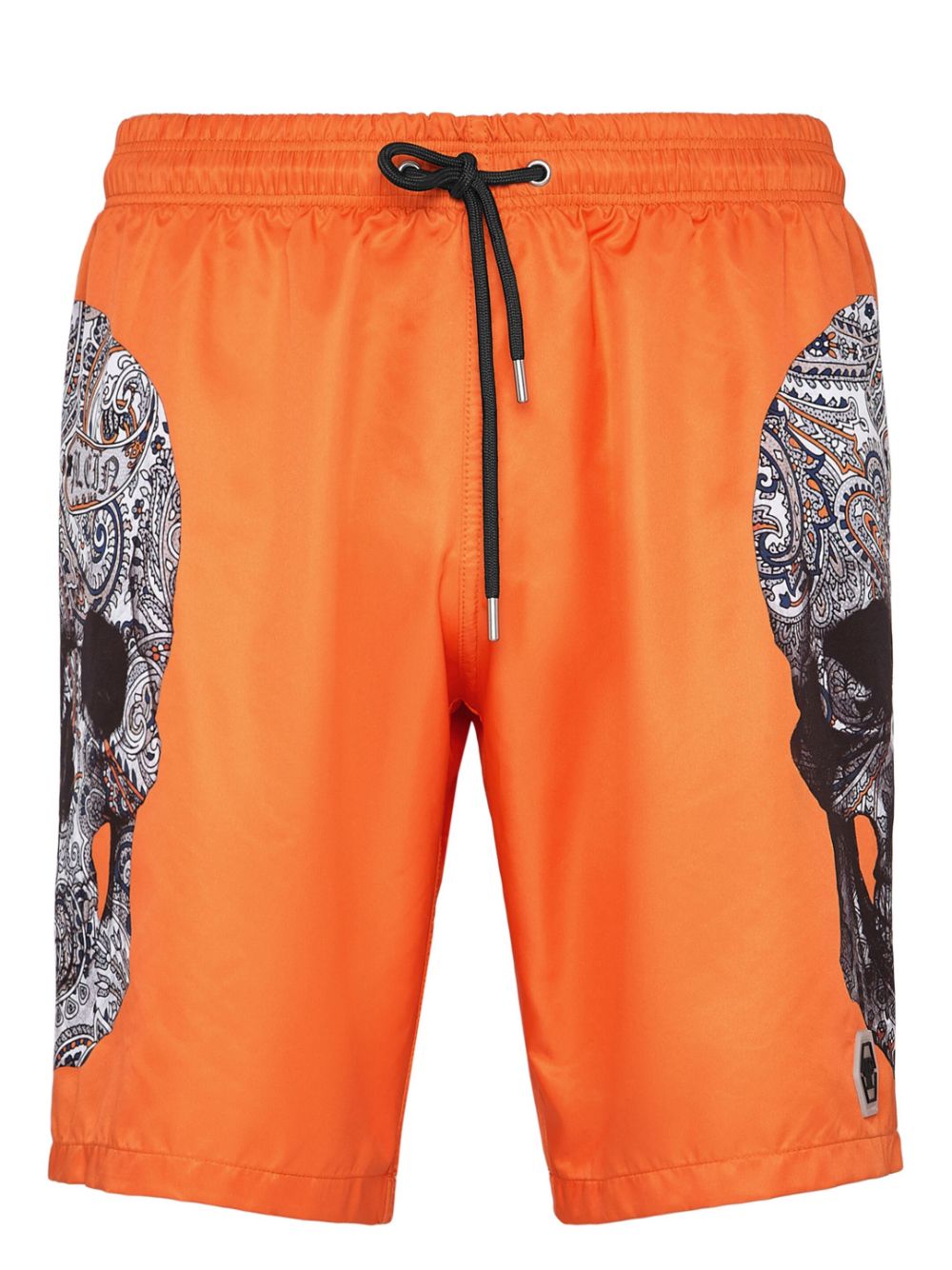 Shop Philipp Plein Skull-print Swim Shorts In Orange