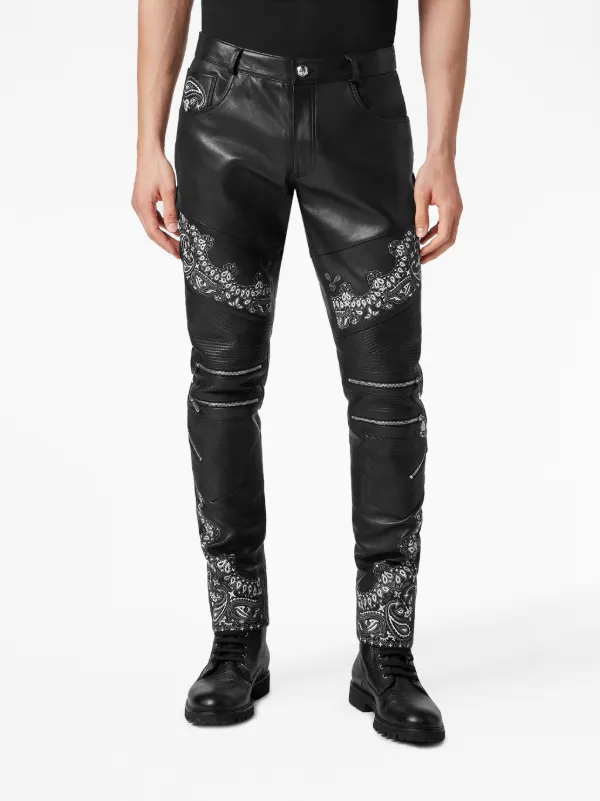Philipp Plein slim-cut Leather Trousers | Black | FARFETCH ID