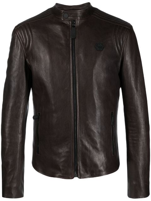 Philipp Plein padded leather biker jacket Men