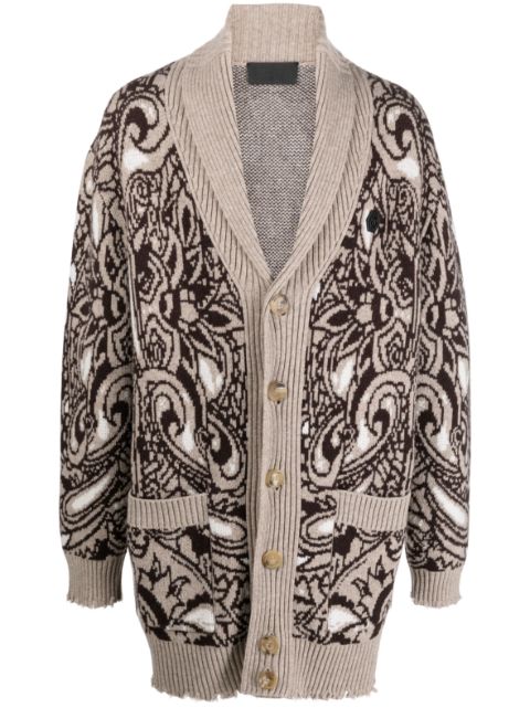 Philipp Plein paisley-print knitted cardigan Men