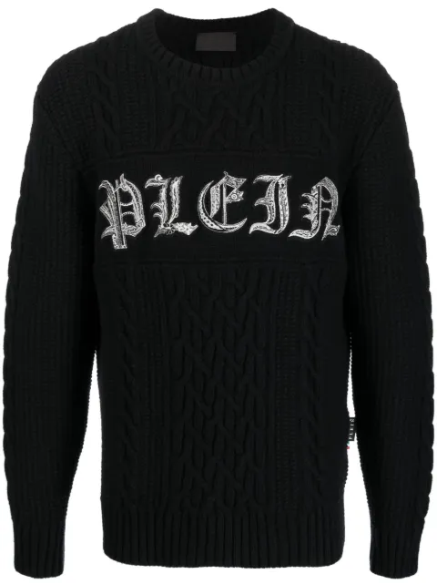 Philipp Plein logo-print wool sweater