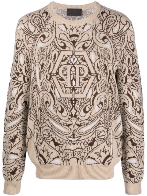 Philipp Plein paisley-print cashmere-silk jumper Men