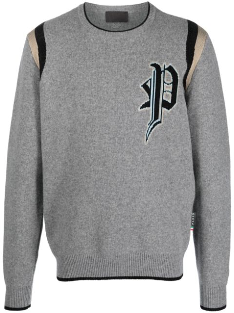 Philipp Plein intarsia-knit logo knitted sweatshirt Men