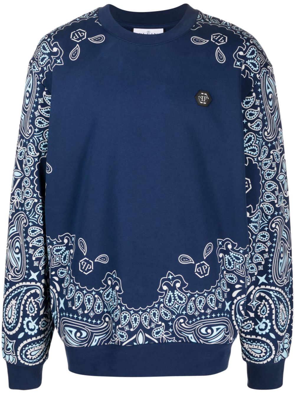 Philipp Plein Bandana-print Cotton Sweatshirt In Blue