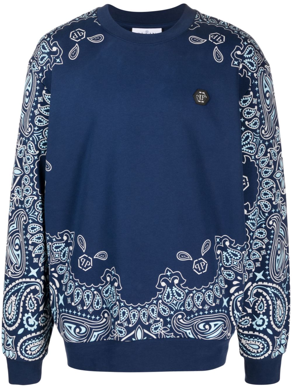 Philipp Plein 头巾印花棉卫衣 In Blue