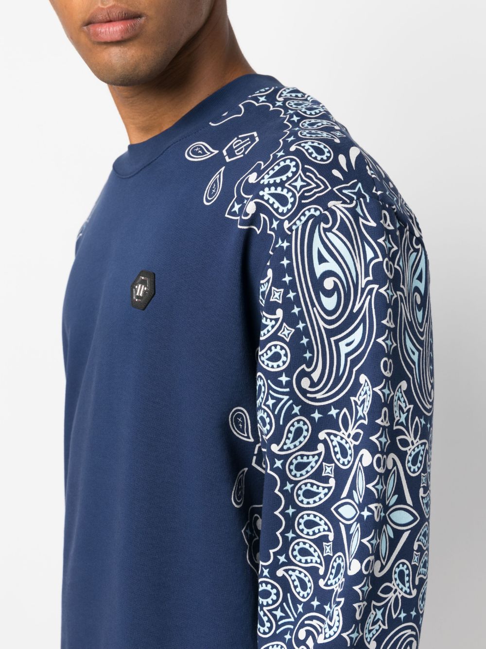 Shop Philipp Plein Bandana-print Cotton Sweatshirt In Blue