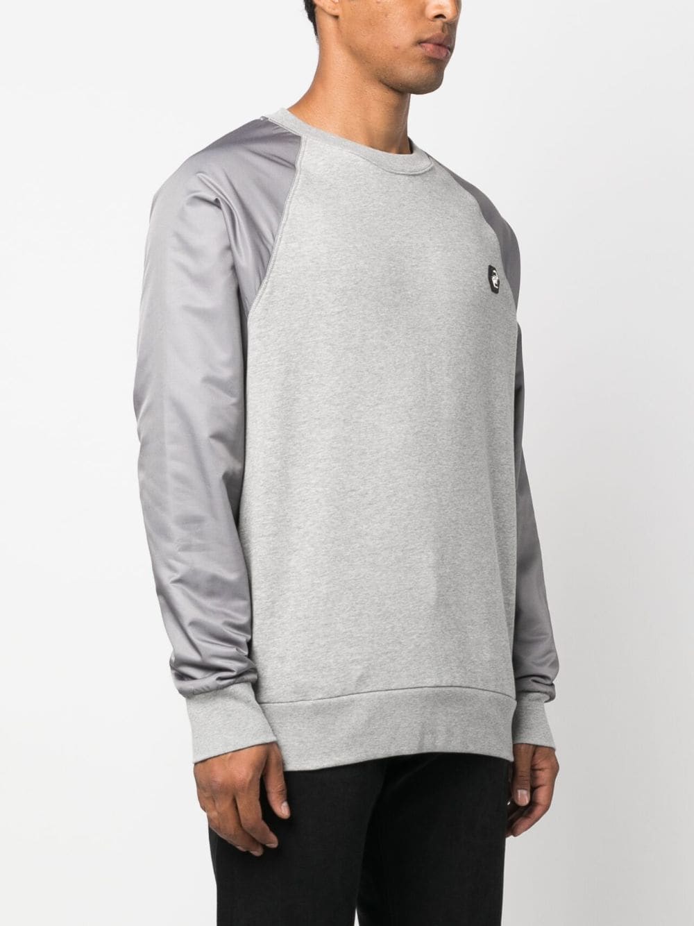 Shop Philipp Plein Contrast-sleeve Logo-patch Sweatshirt In Grey