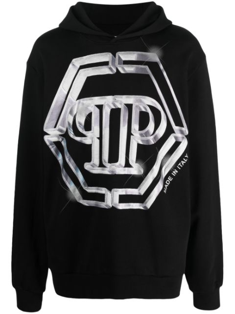 Philipp Plein logo-print cotton hoodie Men