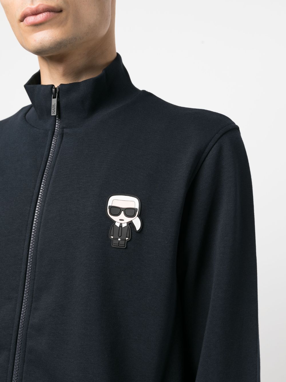 Shop Karl Lagerfeld Logo-patch Zip-up Jacket In Blue