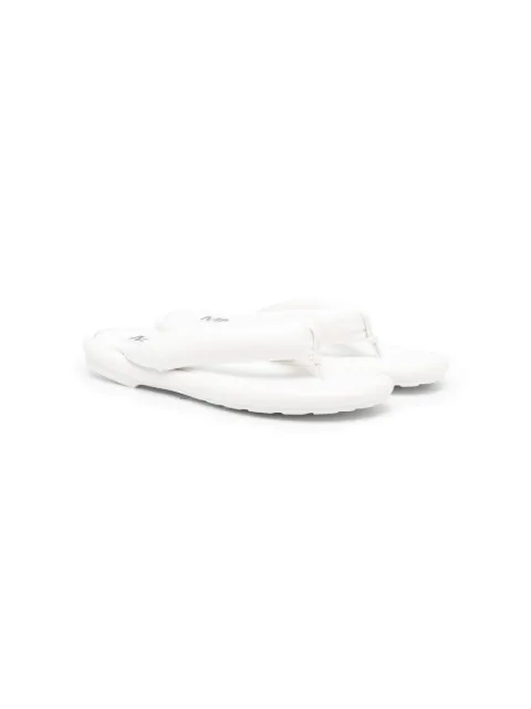 MM6 Maison Margiela Kids logo-print leather flip flops