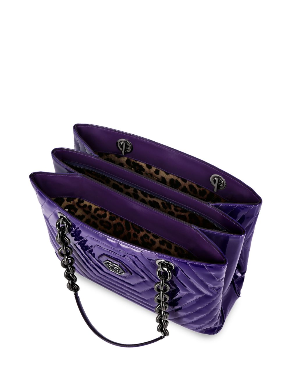 Shop Philipp Plein Quilted Patent-leather Shoulder Bag In Purple