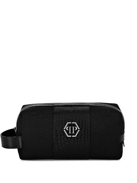 Philipp Plein logo-plaque zipped wash bag Men