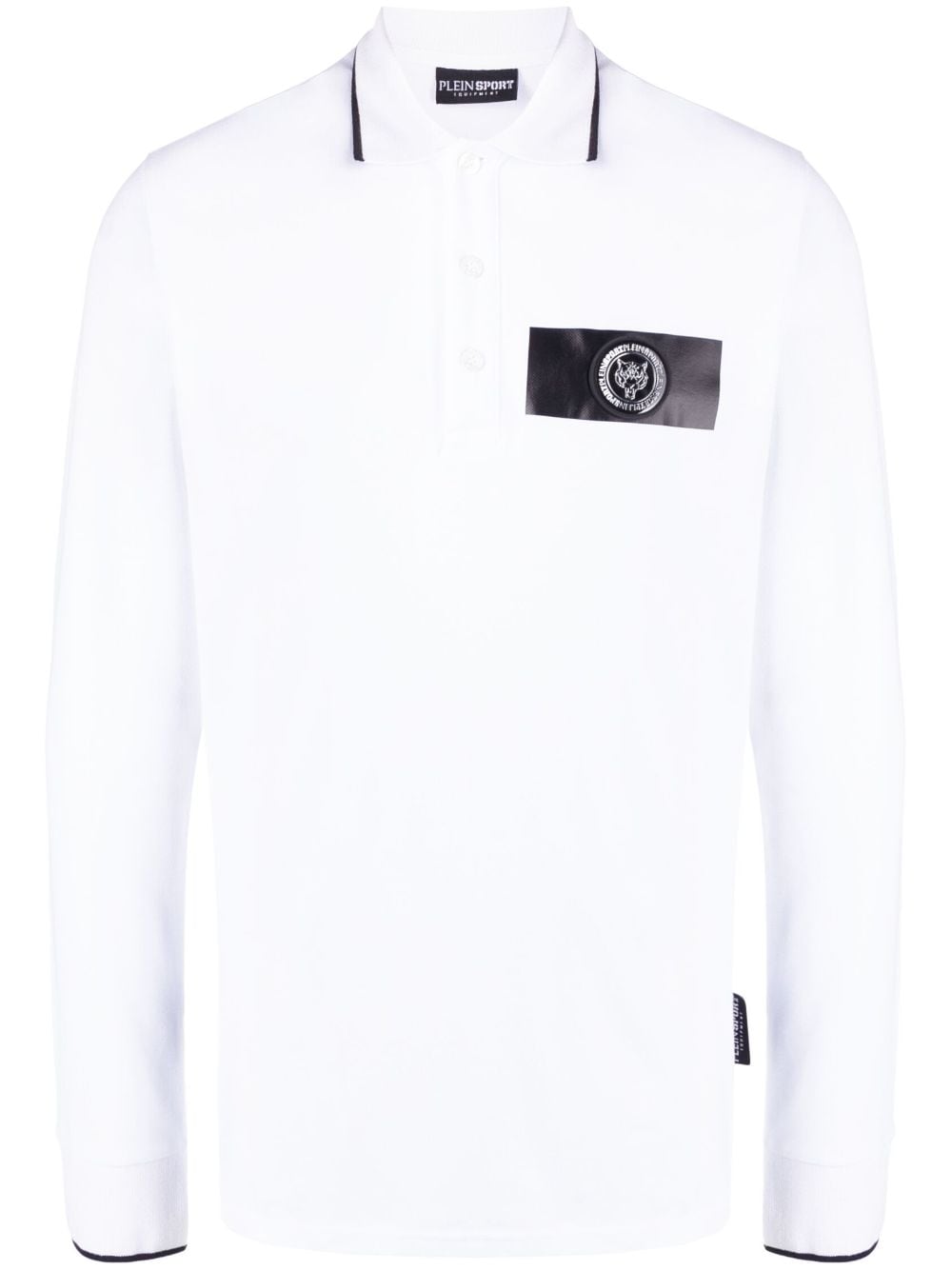 Plein Sport Long-sleeve Cotton Polo Shirt In White