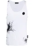 Plein Sport splash-print cotton tank top - White