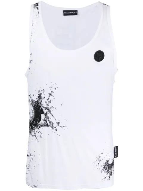 Plein Sport splash-print cotton tank top