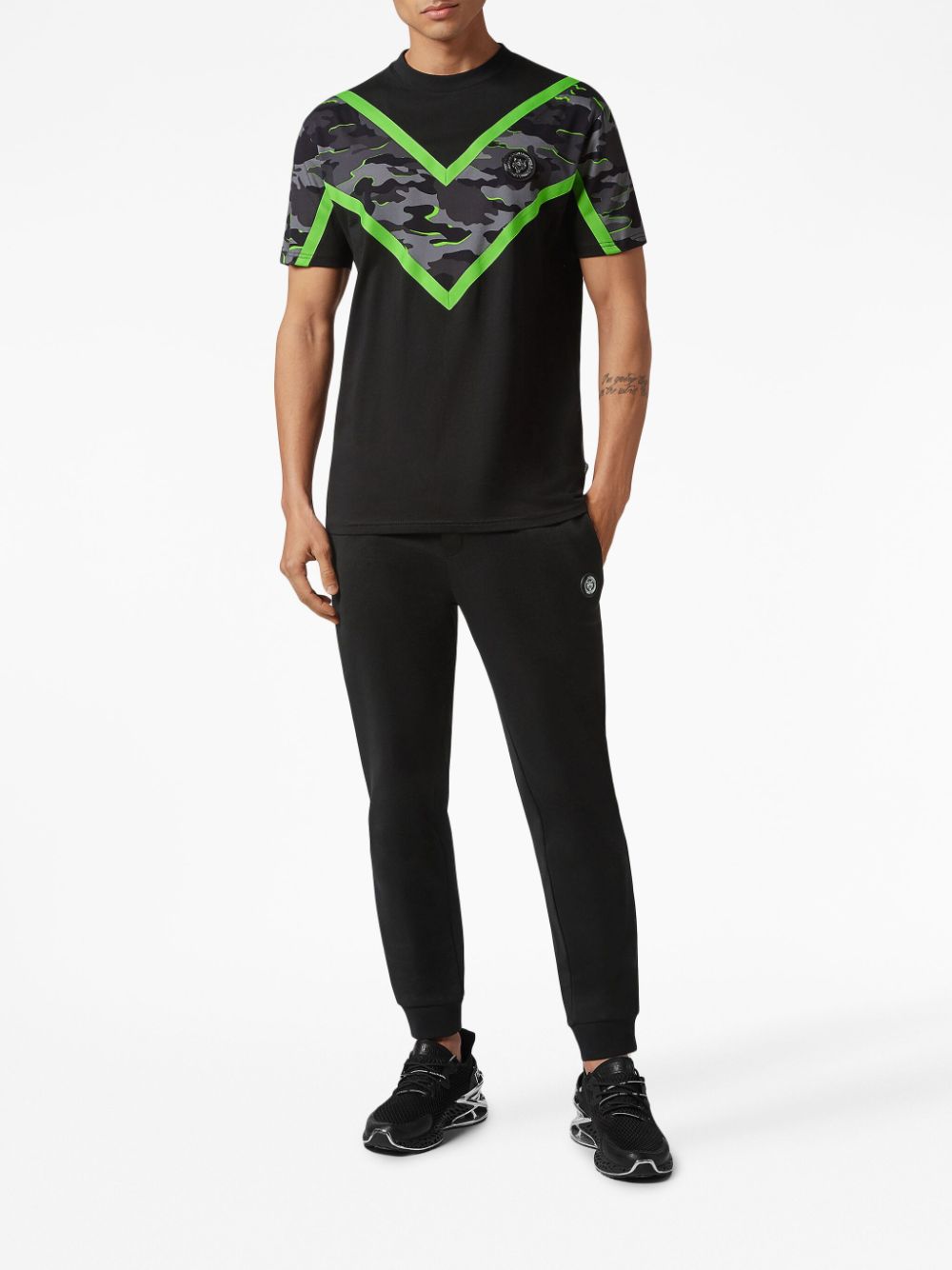 Shop Plein Sport Ss Neon Amazon Edition Camouflage-print T-shirt In Black