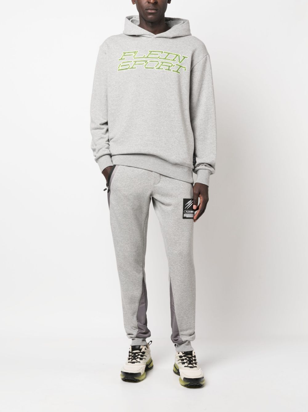 Plein Sport mélange-effect drawstring track pants - Grijs