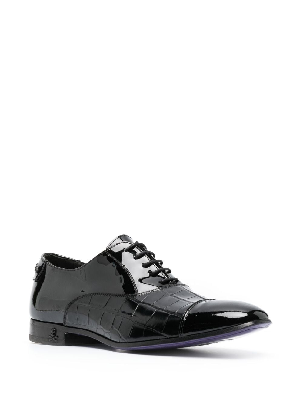 Shop Philipp Plein Crocodile-effect Leather Oxford Shoes In Black