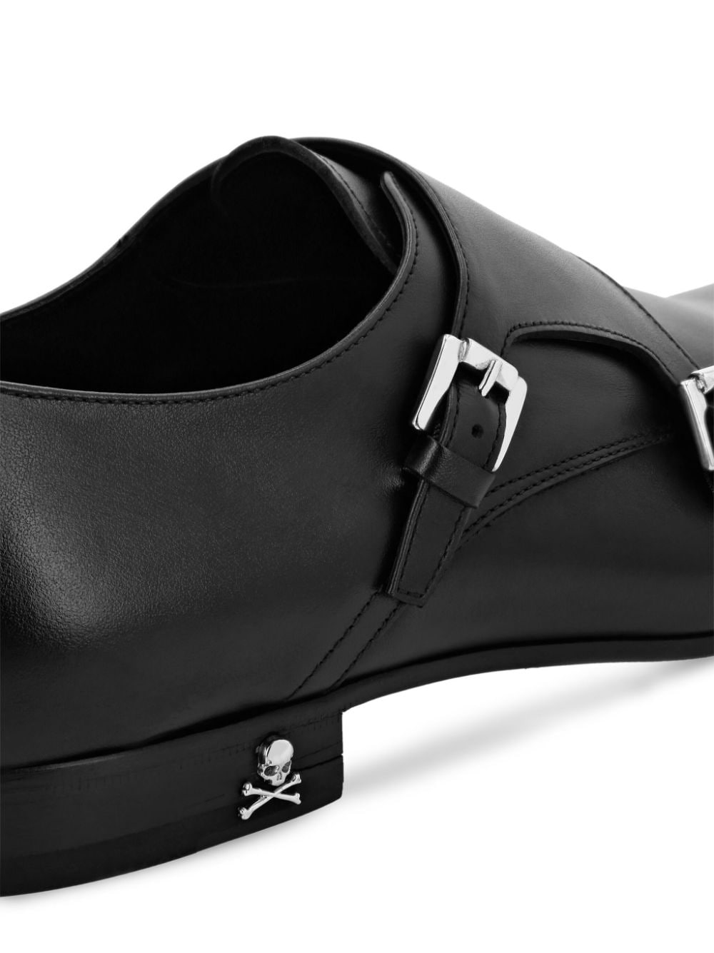 Shop Philipp Plein Almond-toe Leather Derby Shoes In Black