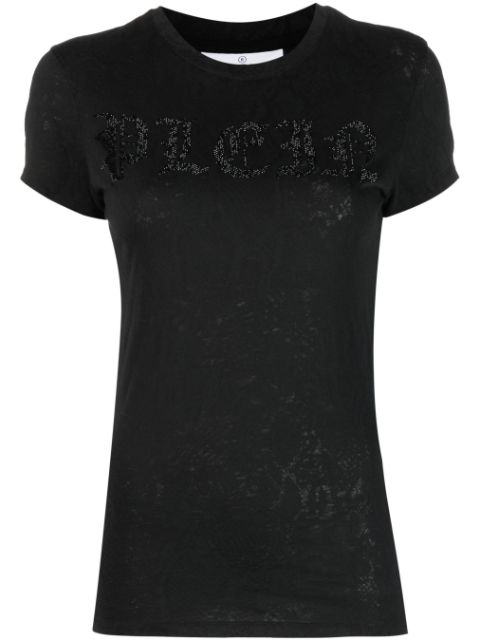 Philipp Plein rhinestone-logo snake-print T-shirt Women