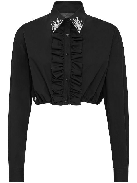 Philipp Plein ruffled cotton cropped shirt Women