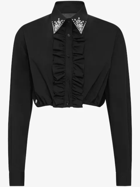 Philipp Plein ruffled cotton cropped shirt