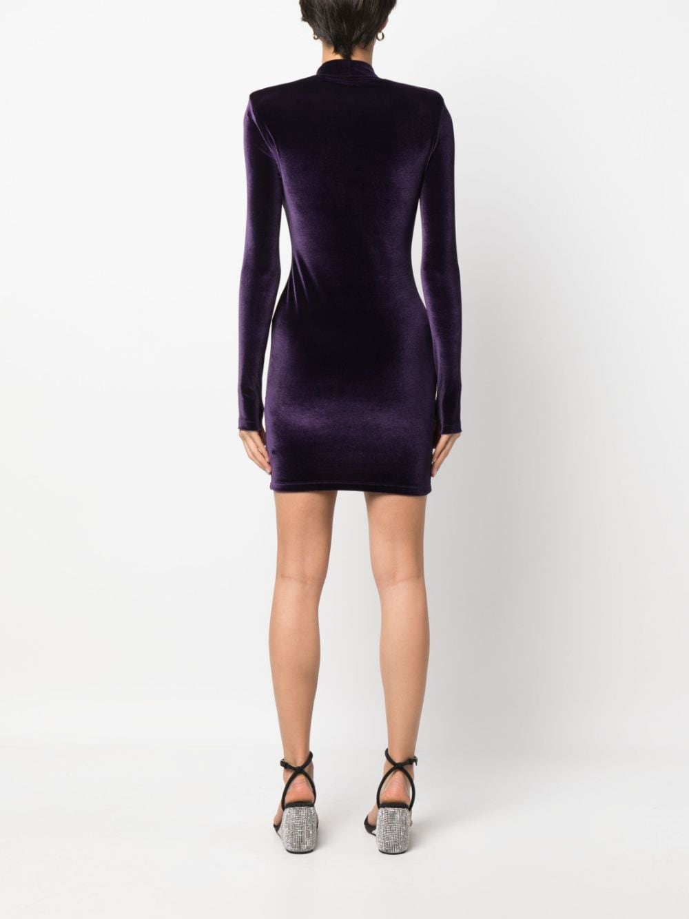 Shop Philipp Plein Fitted Velour Mini Dress In Purple