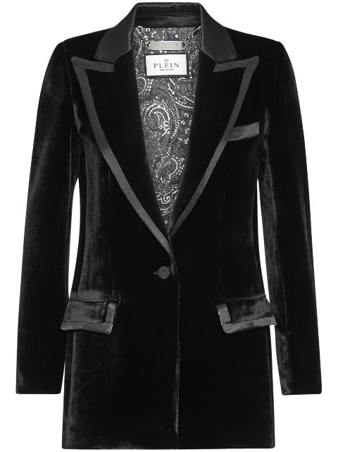 Philipp Plein contrasting-trim velvet blazer Women