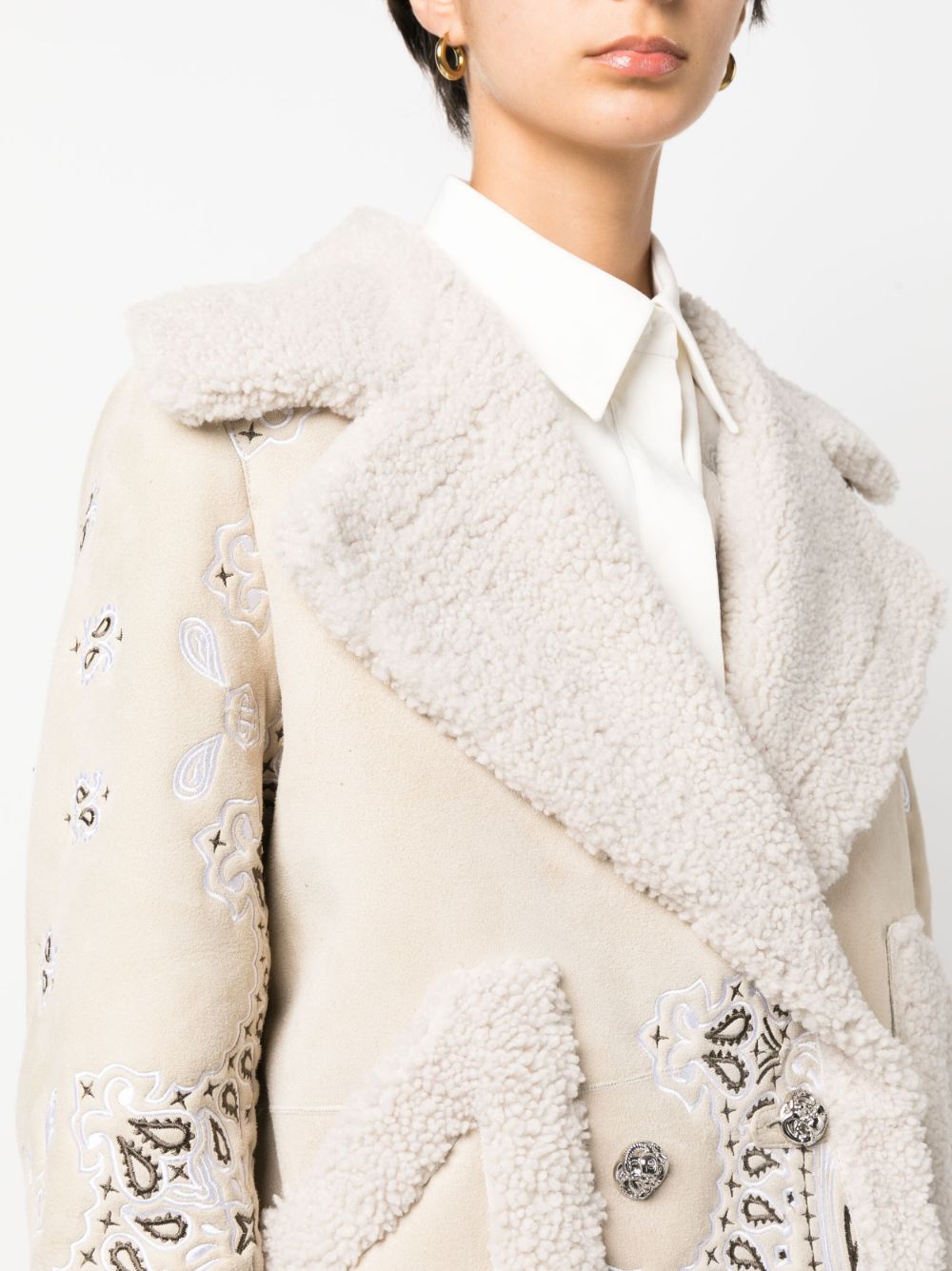 Philipp Plein embroidered-paisley shearling coat Women