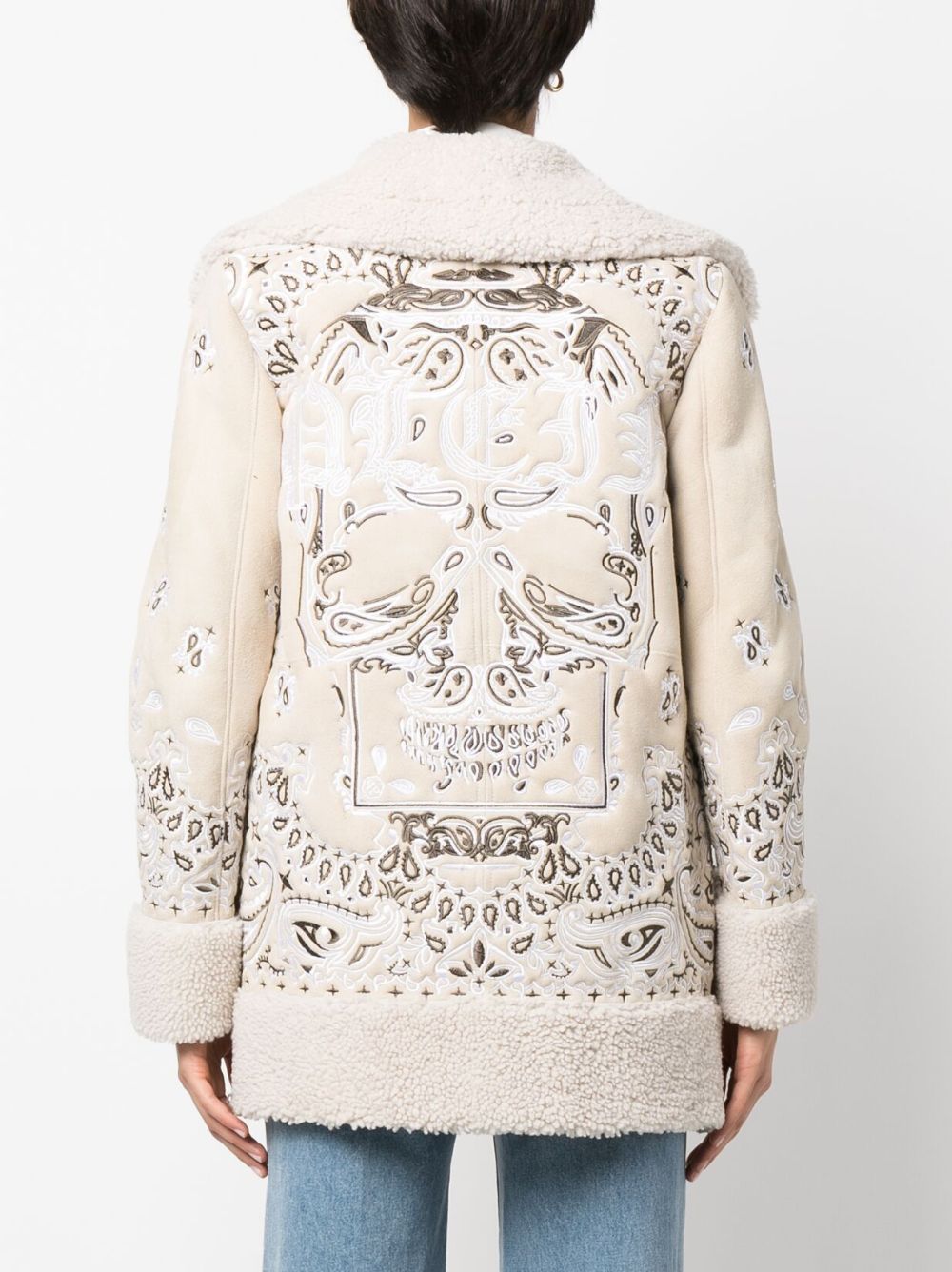 Philipp Plein embroidered-paisley shearling coat Women