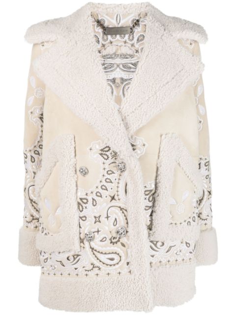 Philipp Plein embroidered-paisley shearling coat Women