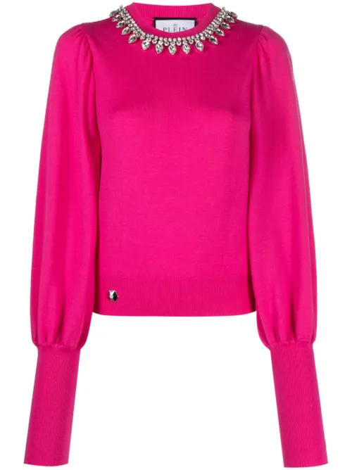 Pull en maille à ornements de cristal - Philipp Plein - Modalova