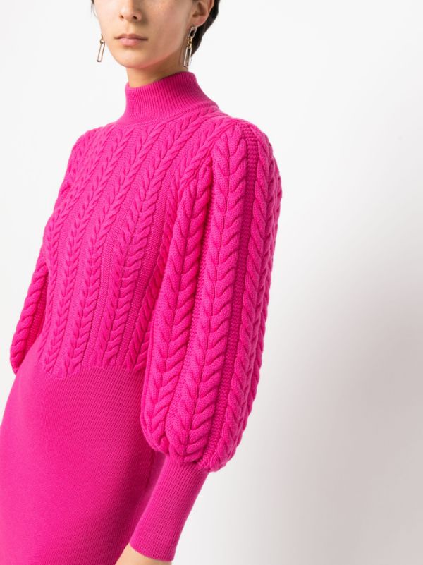 Philipp Plein cable-knit high-neck dress - Pink