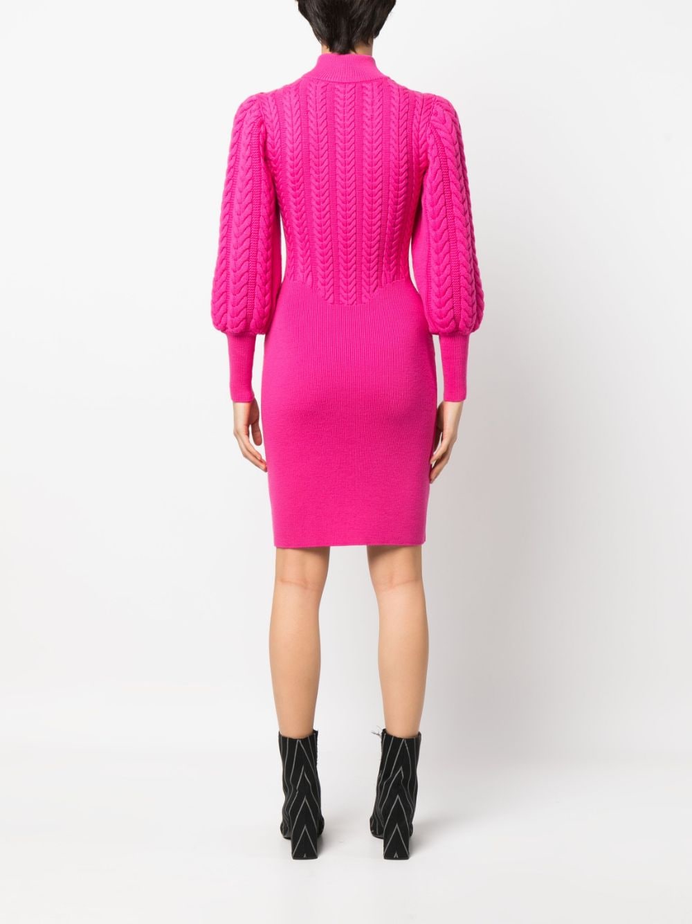 Shop Philipp Plein Cable-knit High-neck Dress In Pink