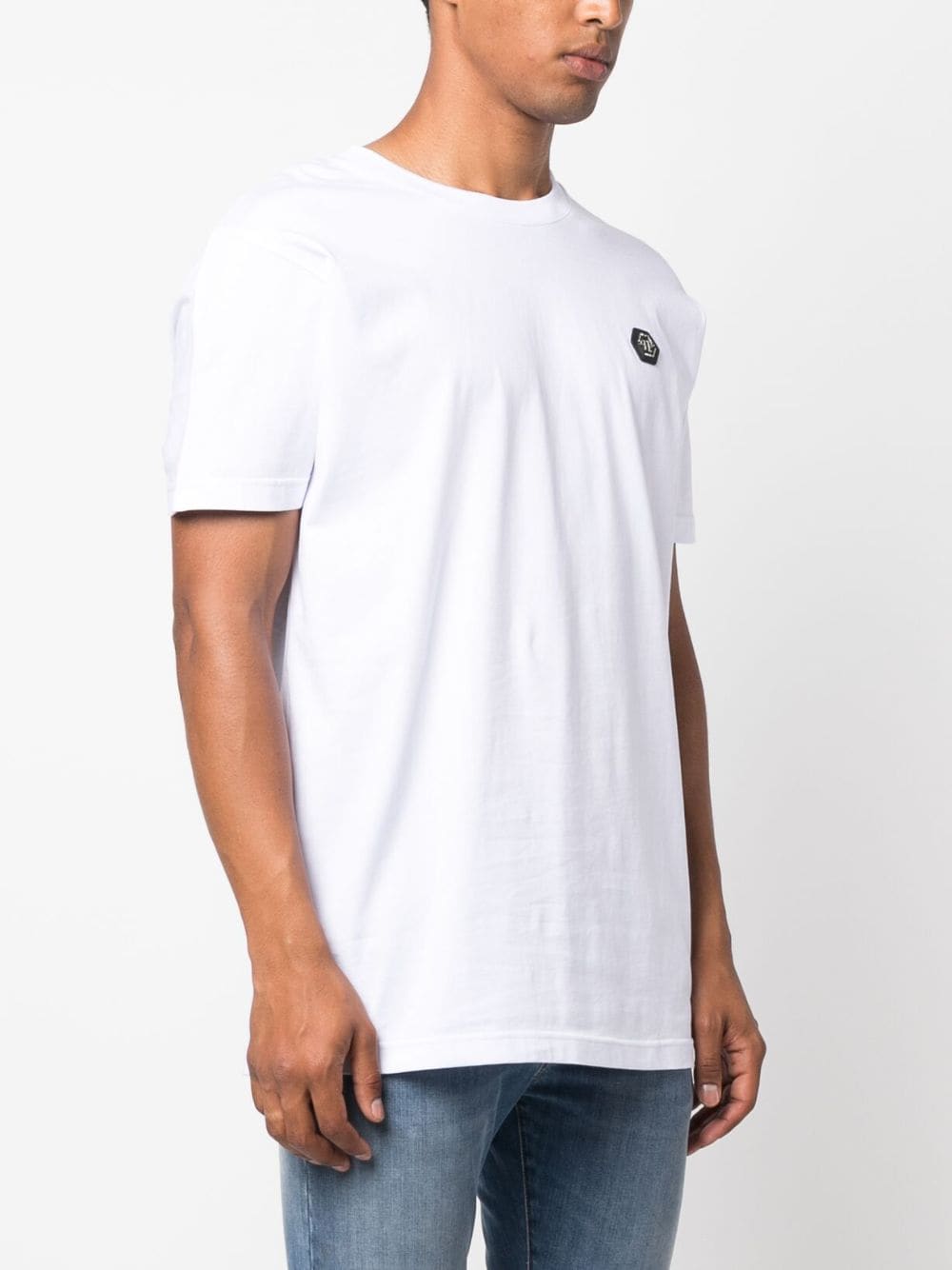 Shop Philipp Plein Skull&bones-print Cotton T-shirt In White