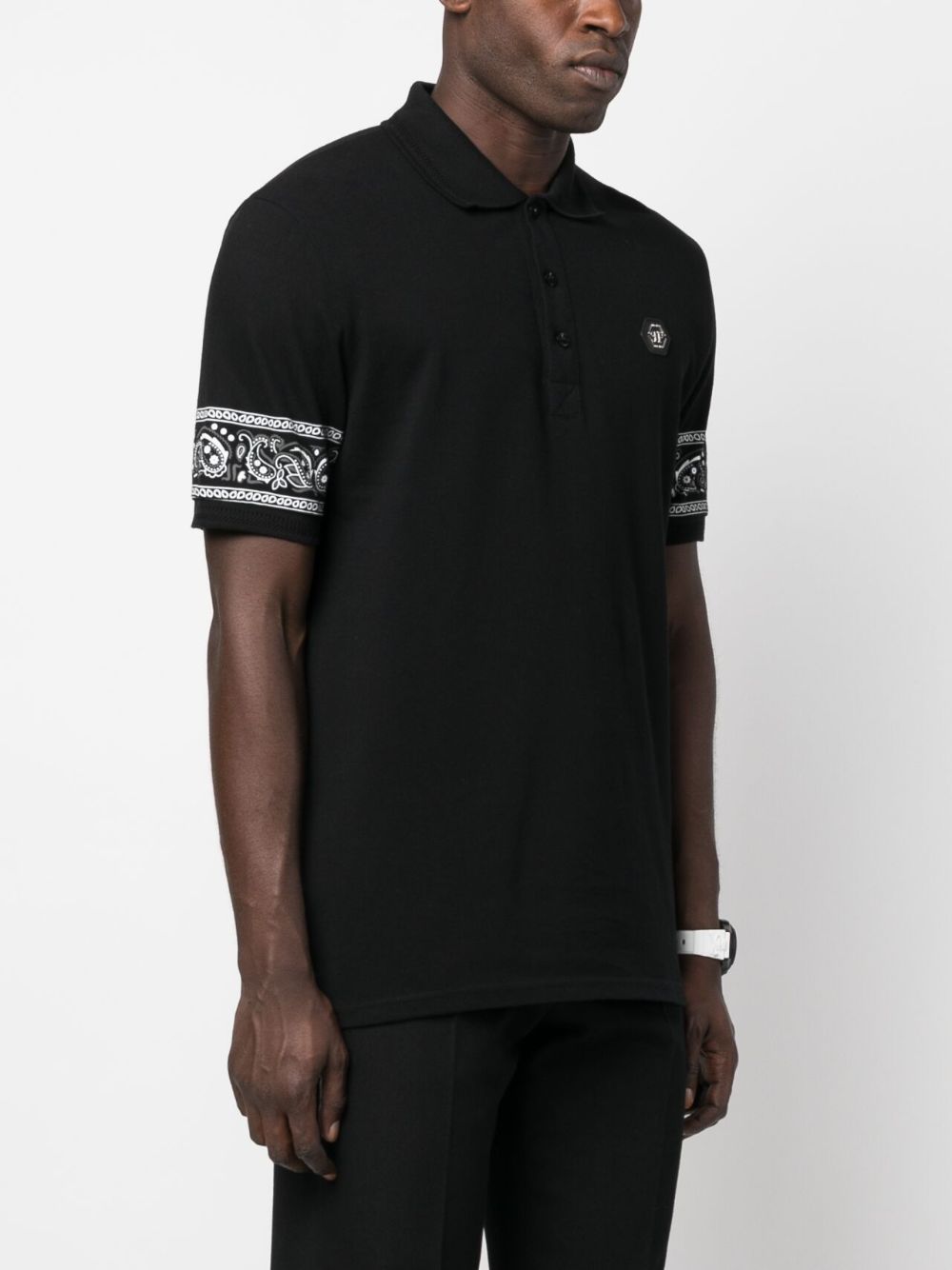 Affordable Philipp Plein bandana-print short-sleeved polo shirt Men