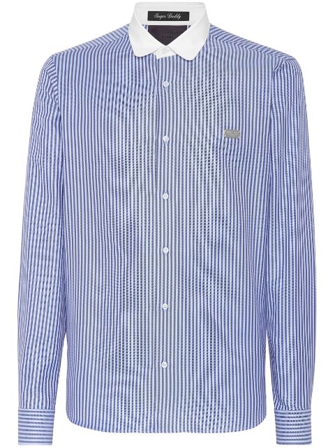 Philipp Plein logo-plaque striped shirt Men