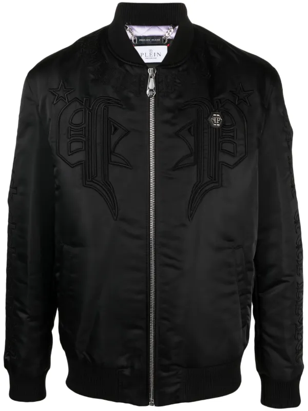 Philipp Plein logo-embroidered Satin Bomber Jacket Black Farfetch