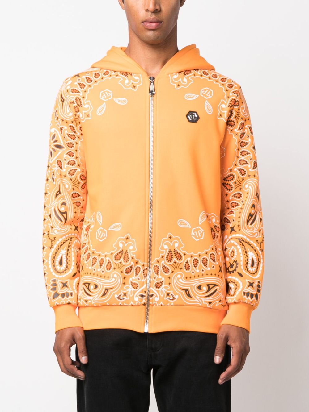 Philipp Plein bandana-print zip-up hoodie Men