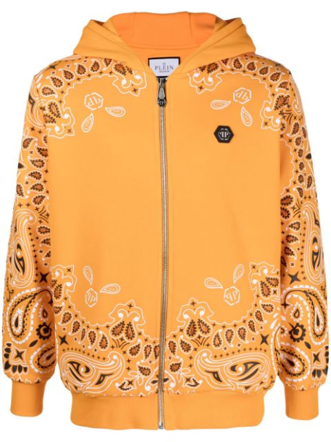 Philipp Plein bandana-print zip-up hoodie Men