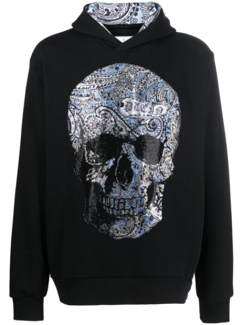 Philipp Plein rhinestone-embellished skull hoodie Men