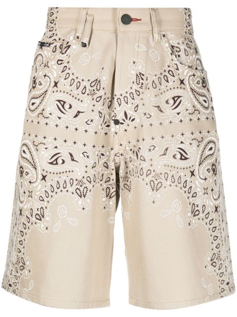 Philipp Plein bandana-print denim shorts Men