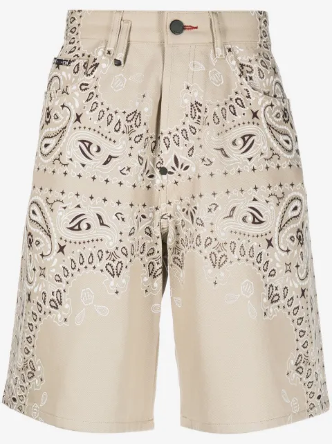 Philipp Plein bandana-print denim shorts 