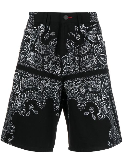 Philipp Plein paisley-print denim bermuda shorts Men