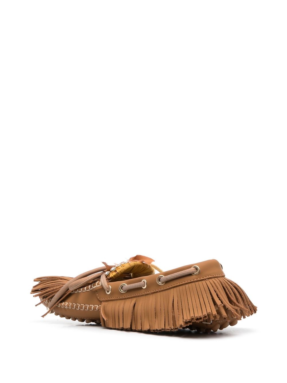 Shop 13 09 Sr Fringed Leather Loafers In Braun