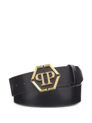 Philipp Plein logo-lettering Leather Belt | Black | FARFETCH JO