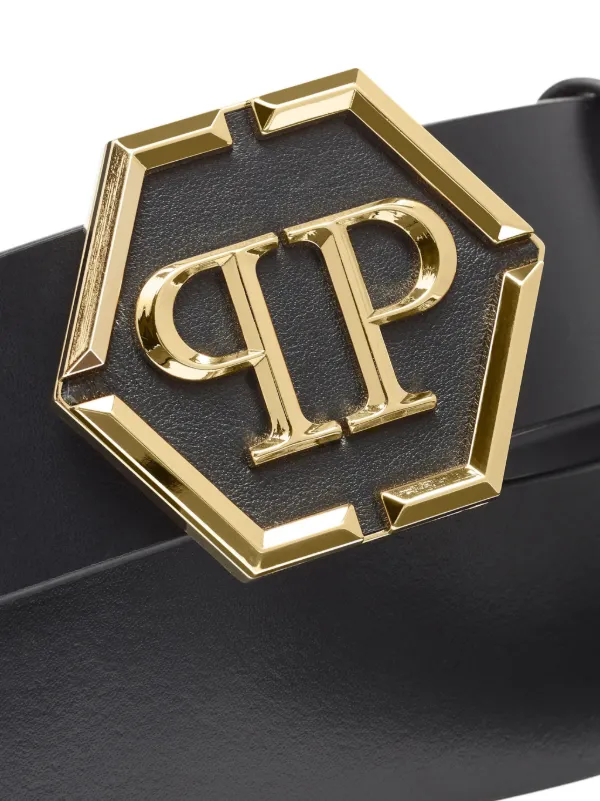 Philipp Plein Hexagon Leather Belt | Black | FARFETCH